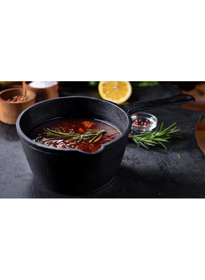 Jim Beam Pre-Seasoned Heavy Duty Construction Cast Iron Basting Pot for Grilling and Oven, Large, Black - Image 3