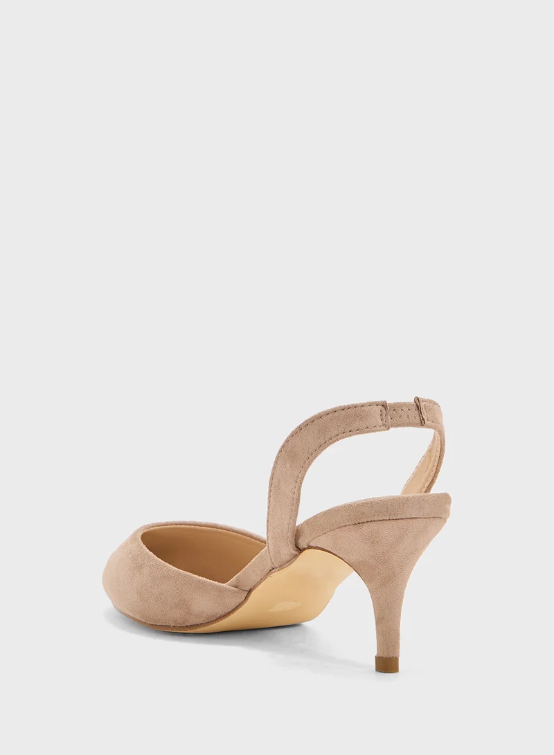 Spot-On Mid Heel Pump With Slingback