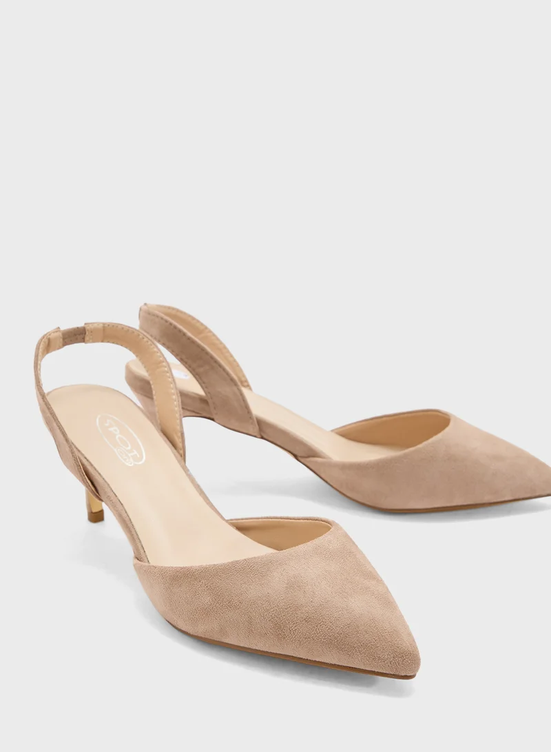 Spot-On Mid Heel Pump With Slingback