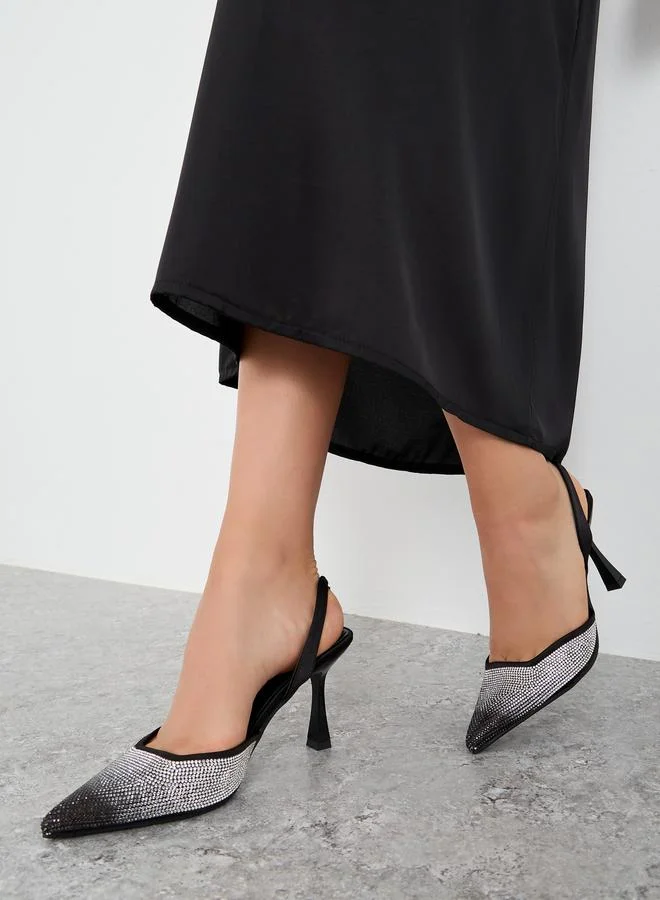 ستايلي Styli Embellished Ankle Strap Stiletto Heel Shoes