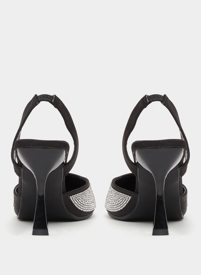 Styli Embellished Ankle Strap Stiletto Heel Shoes - Image 5