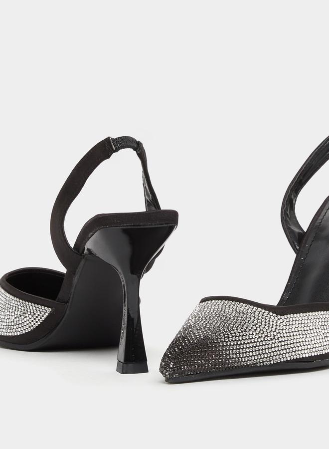 Styli Embellished Ankle Strap Stiletto Heel Shoes - Image 4