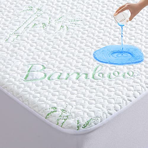 GOONIK California King Mattress Protector, Breathable Bamboo Viscose Waterproof Cal King Mattress Pad Cover with 6-18 inches Deep Pocket - Image 1