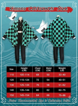 Tanjiro Kamado Demon Slayer Green Checkered Anime Swordsman Costume for kids –Robe Set for Cosplay & Halloween XXXL - view 4