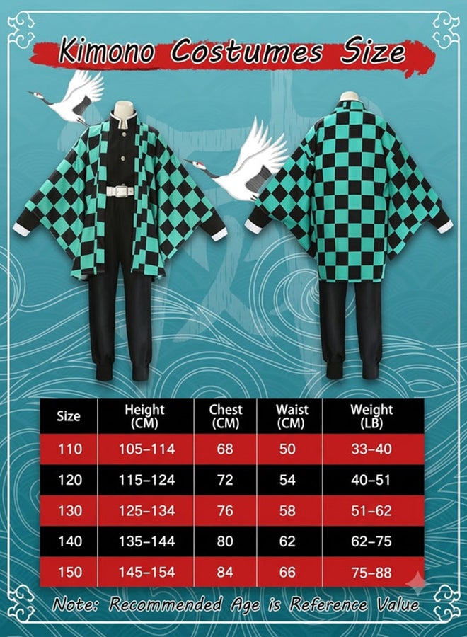 Kidzilla Tanjiro Kamado Demon Slayer Green Checkered Anime Swordsman Costume for kids –Robe Set for Cosplay & Halloween XXXL - Image 4