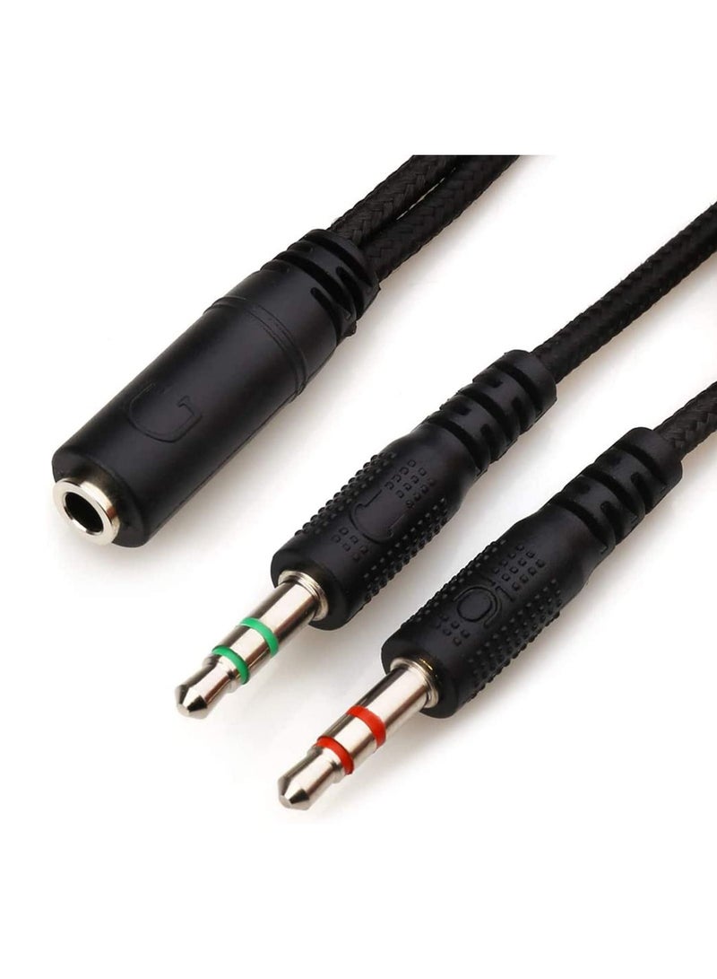 Y&D Headset Splitter Headphone Microphone Adapter 3.5mm for Audio Stereo and MIC Phones Computers MP3 Tablet -22CM - Image 1