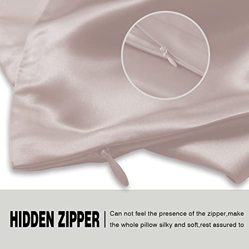 Suatien Natural Mulberry Silk Pillowcase for Hair and Skin Queen Size 20"X30" Silk Pillow Case with Hidden Zipper Soft Breathable Smooth Cooling Silk Pillow Covers for Sleeping(Apricot Gray,Queen,1Pcs) - Image 4