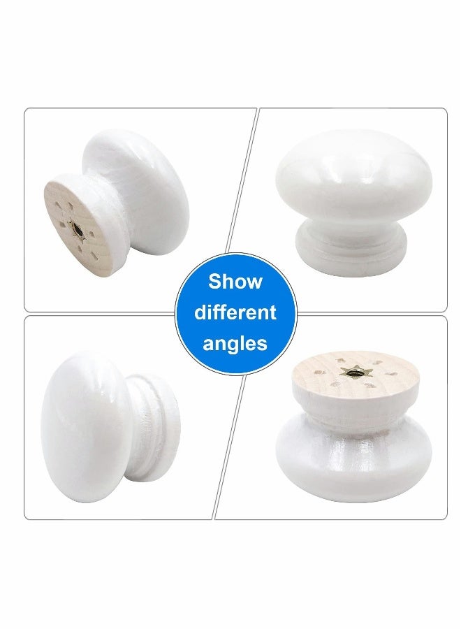 Mushroom Shape White Wooden Cabinet Knobs, Round Drawer Pulls for Dresser and Wardrobe, Set of 12, 1.34 Inch Diameter, 1 Inch Height  - Image 3