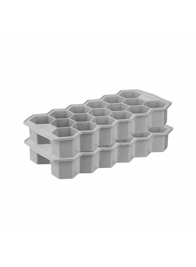 JOYO صواني مكعبات الثلج من جويو على شكل خلية نحل، قوالب مكعبات ثلج سيليكون، سهلة الإخراج ومرنة، صواني ثلج خالية من BPA، قابلة للتكديس وآمنة، مكعبات صغيرة على شكل خلية نحل، صينية ناعمة (مع غطاء) - رمادي - Image 1