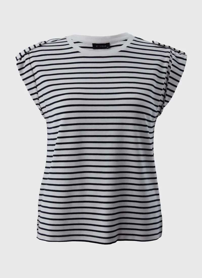 Matalan Et Vous Stripe High Sleeve T-Shirt