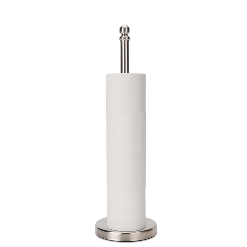exilon Toilet Paper Holder Stand Holding Up to 5 Paper Rolls, Free-Standing Spare Rolls Storage Holder, Stainless Steel (Brushed Nickel) - Image 1
