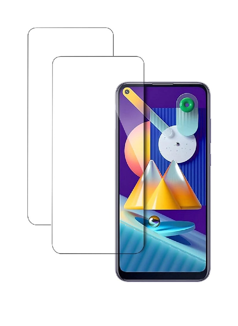 Super 2 Pieces Tempered Glass Screen Protector Clear Designed For Samsung Galaxy M11 Full Screen Coverage And Bubble Free - Image 1