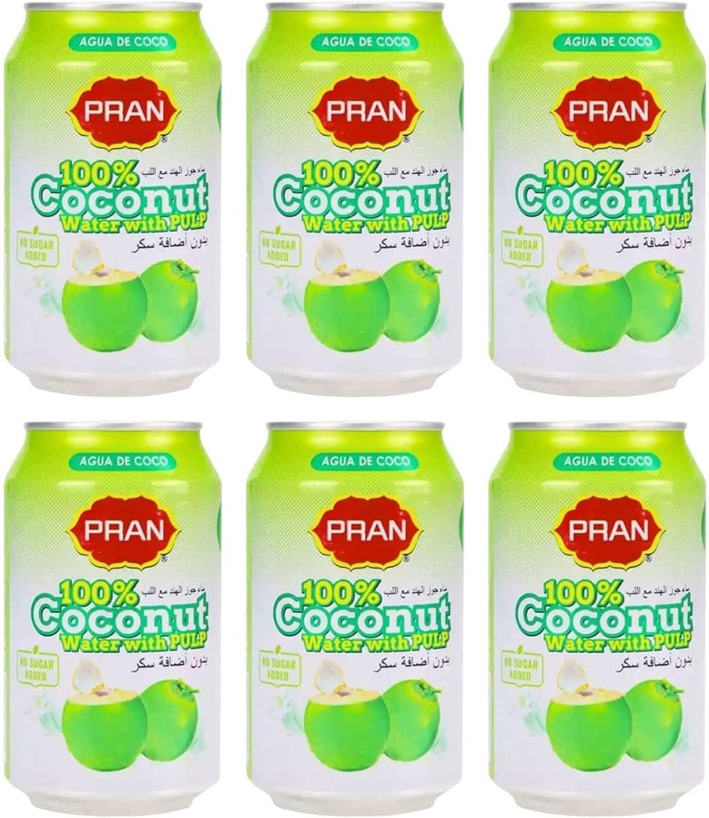 PRAN 100% Coconut Water with Pulp - 6 Pack