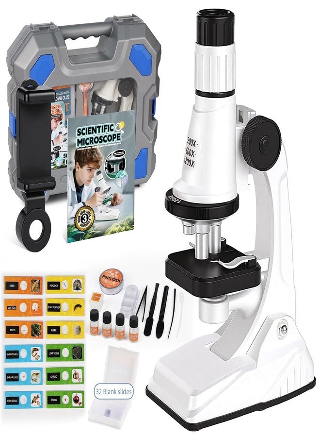 PN AVAN Kids Microscope Kit 1200X Zoom with 44PCS Slides Set | Educational Science Toy for Boys & Girls | Beginner Student Microscope with LED Light, Lab Accessories & Storage Case | STEM Learning Kit - Image 1