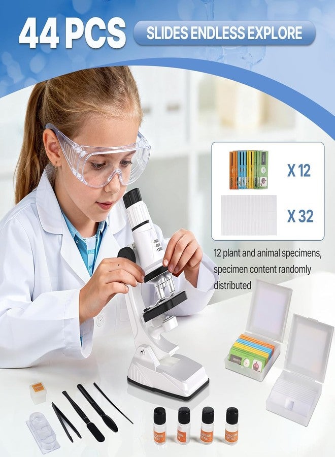 PN AVAN Kids Microscope Kit 1200X Zoom with 44PCS Slides Set | Educational Science Toy for Boys & Girls | Beginner Student Microscope with LED Light, Lab Accessories & Storage Case | STEM Learning Kit - Image 2