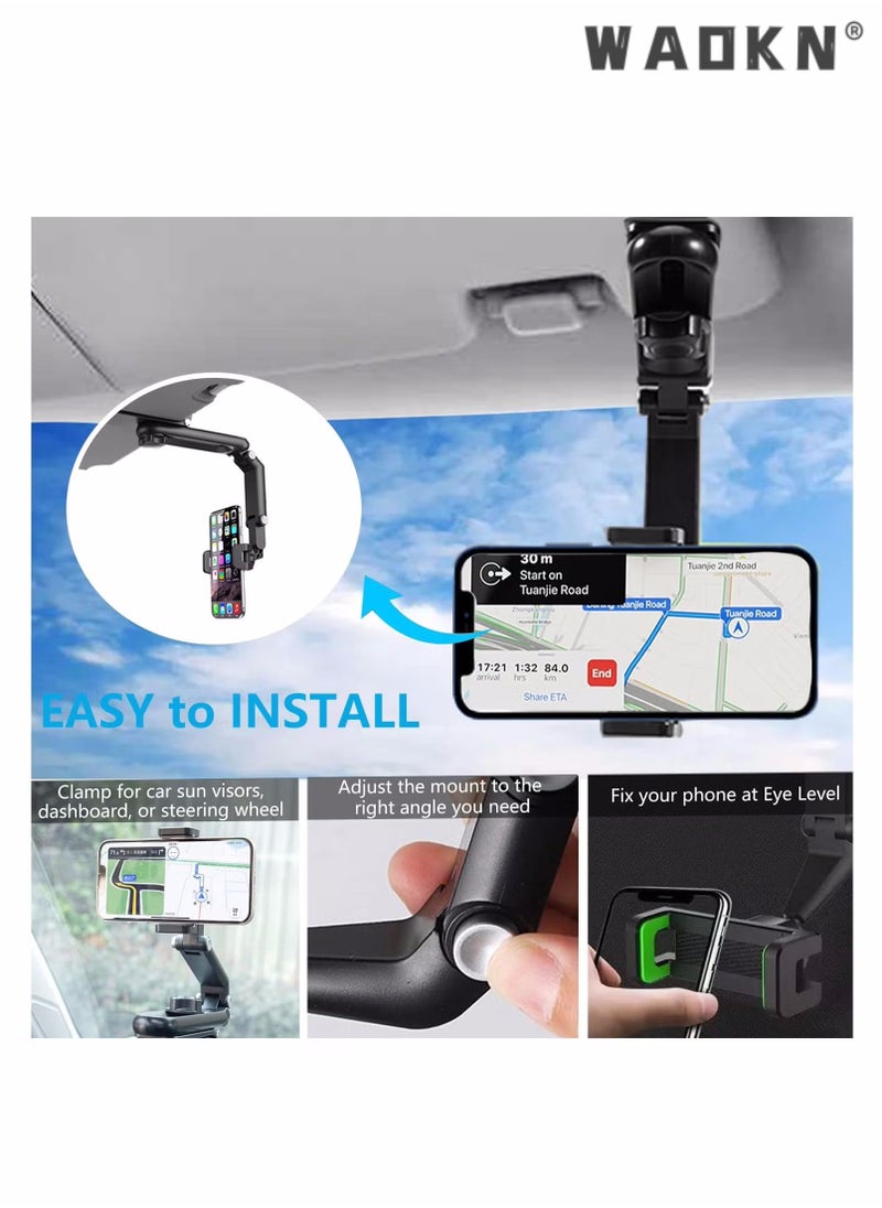 Car Phone Holder for Sun Visor, 1080° Rotatable Sun Visor Car Phone Mount Foldable Dashboard Phone Holder for Car, Universal Adjustable Spring Clip Car Cell Phone Stand for All Phone - pzsku/ZC6254D9C55D02732DD5FZ/45/_/1736216392/22396d56-1729-42a4-810e-6f5a0e5af978