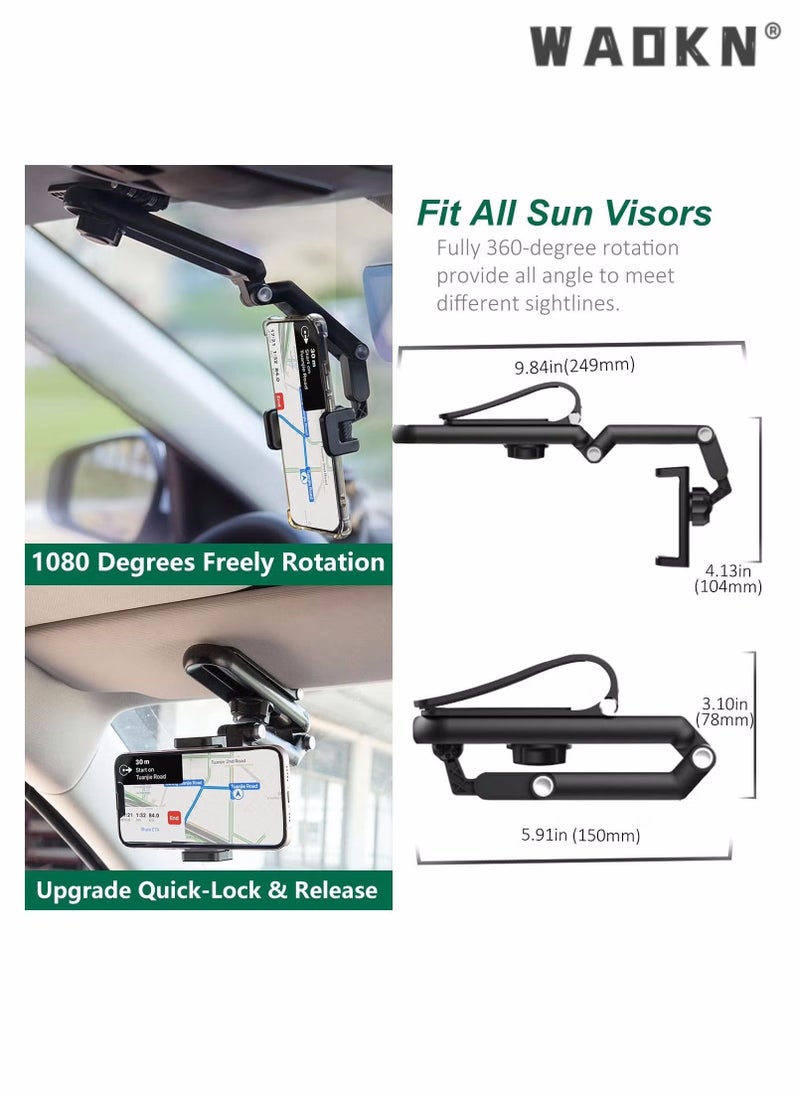 Car Phone Holder for Sun Visor, 1080° Rotatable Sun Visor Car Phone Mount Foldable Dashboard Phone Holder for Car, Universal Adjustable Spring Clip Car Cell Phone Stand for All Phone - pzsku/ZC6254D9C55D02732DD5FZ/45/_/1736216393/bc5ef915-b297-4aee-b21c-a88fe55c48b0