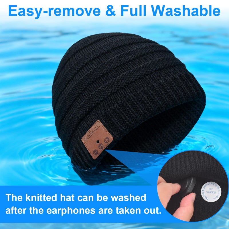 XIKEZAN Bluetooth Hat Beanie,Novelty Headwear Christmas Stocking Stuffers Gifts for Men Women Him Her Teen Boy Teen Girl Teenage Black - Image 5