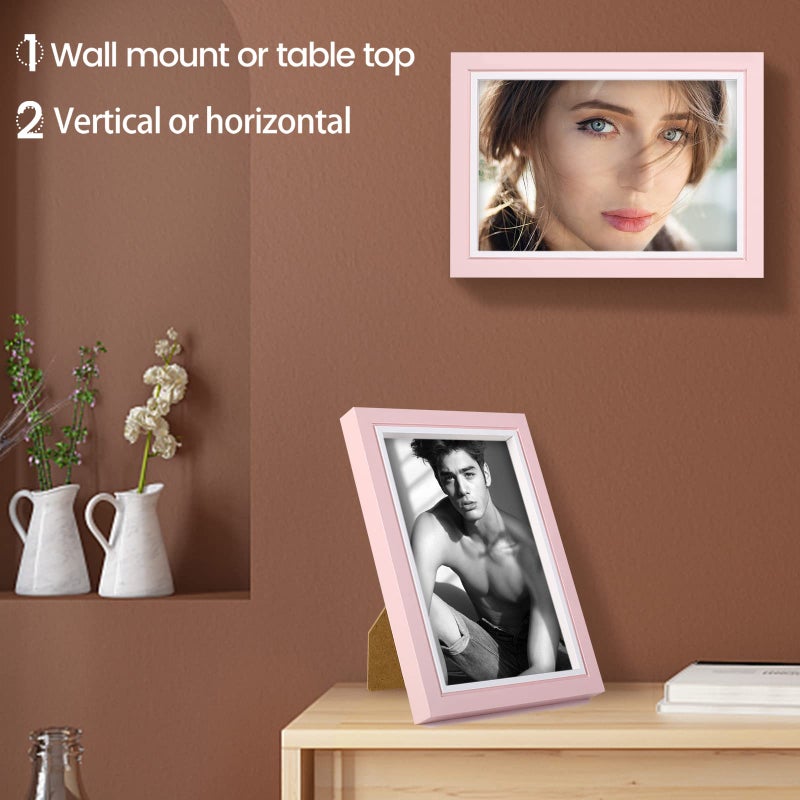 LBECUA 4x6 Picture Frame Set of 4  Pink Picture Frames with HD Plexiglass Display Photo 4x6  Horizontal and Vertical for Wall and Tabletop - Image 5