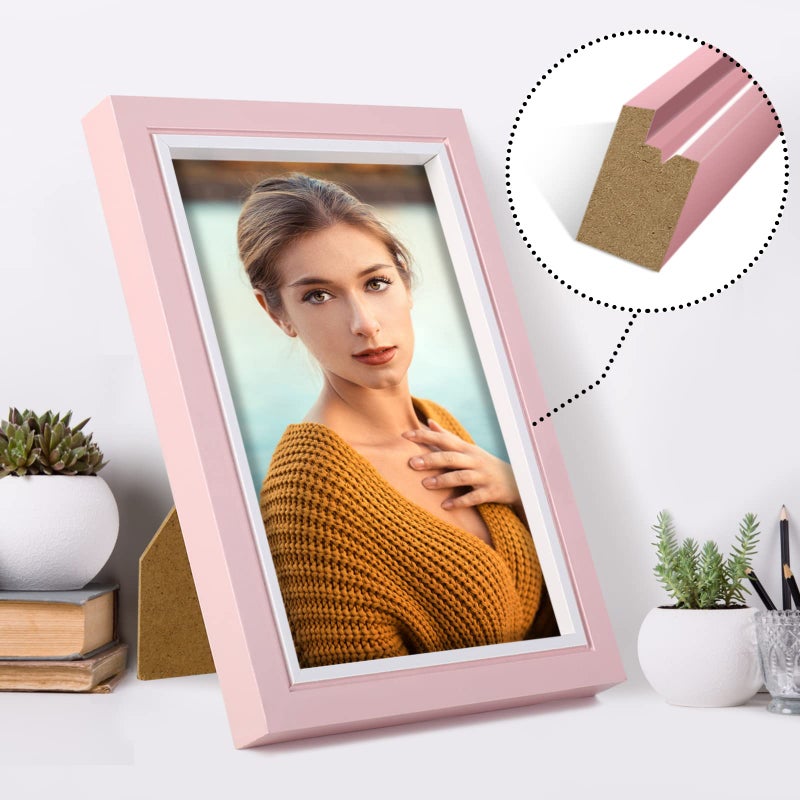 LBECUA 4x6 Picture Frame Set of 4  Pink Picture Frames with HD Plexiglass Display Photo 4x6  Horizontal and Vertical for Wall and Tabletop - Image 4