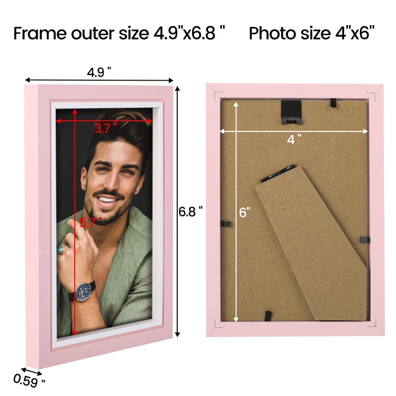 LBECUA 4x6 Picture Frame Set of 4  Pink Picture Frames with HD Plexiglass Display Photo 4x6  Horizontal and Vertical for Wall and Tabletop - Image 2