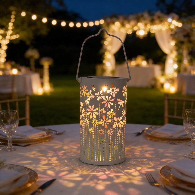 Iron White Flower Bird Hollow Projection Light Color Shadow Lamp for Villa Garden Hanging Lamp - Image 1
