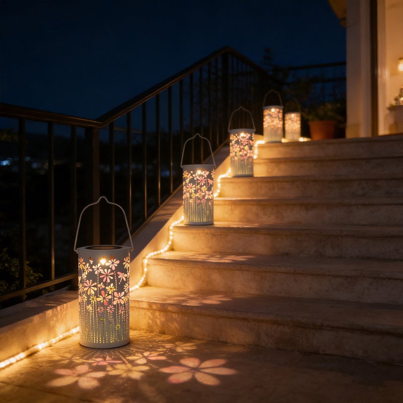 Iron White Flower Bird Hollow Projection Light Color Shadow Lamp for Villa Garden Hanging Lamp - Image 5