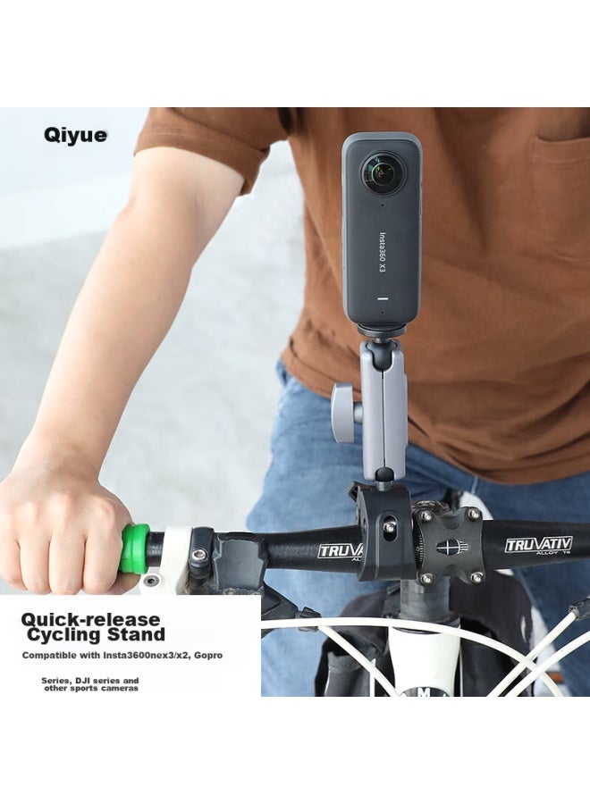 Odd Leaves Qiyexilv Bracket Suitable For Insta360 X3 Panoramic Camera Handle Clamp, Insta X4 Action Camera Accessory, Motorcycle X5 Bicycle Mountain Bike Handlebar Clamp X3 - Image 1