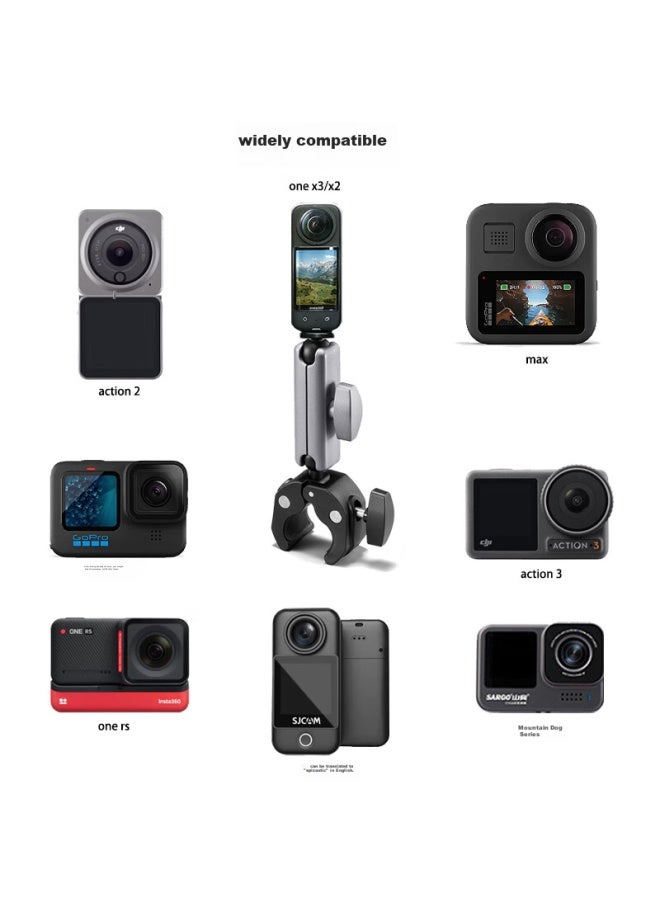 Odd Leaves Qiyexilv Bracket Suitable For Insta360 X3 Panoramic Camera Handle Clamp, Insta X4 Action Camera Accessory, Motorcycle X5 Bicycle Mountain Bike Handlebar Clamp X3 - Image 2