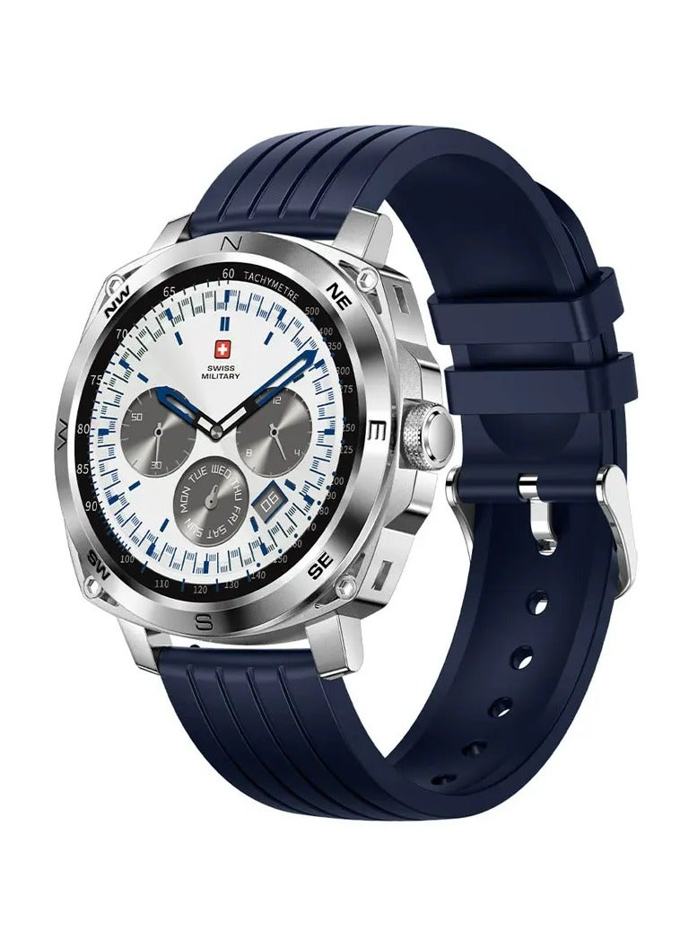 SWISS MILITARY Swiss Military DOM4 Smartwatch – Blue Silicone Strap | AMOLED Display, Health Tracking, Wireless Charging & Built-in Compass  - Image 1
