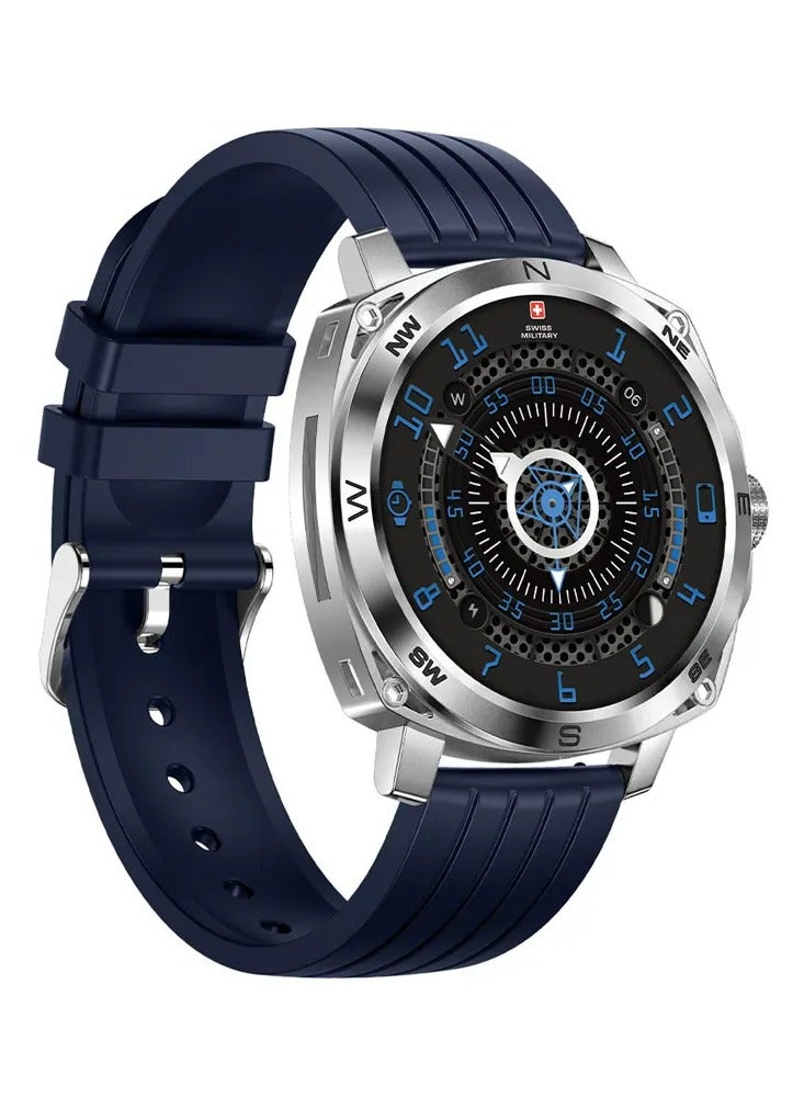 SWISS MILITARY Swiss Military DOM4 Smartwatch – Blue Silicone Strap | AMOLED Display, Health Tracking, Wireless Charging & Built-in Compass  - Image 3