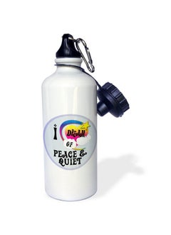3DROSE Cute Girly Heart Star Clouds I Dream Of Peace And Quiet Sports Water Bottle 21Oz Multicolored 