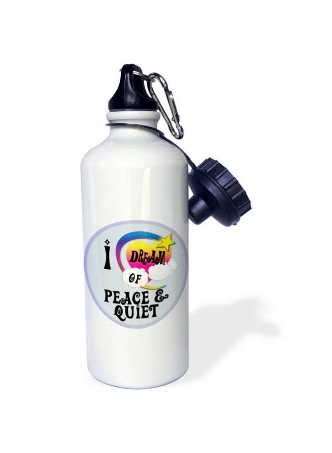 3DROSE Cute Girly Heart Star Clouds I Dream Of Peace And Quiet Sports Water Bottle 21Oz Multicolored