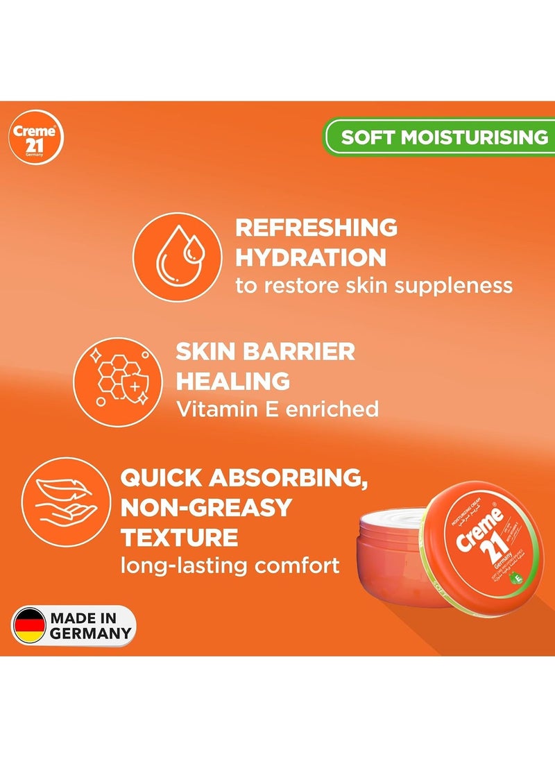 Creme 21 Cream 21 Smooth Moisturizing Cream - 250ml | Face, Body & Hand Moisturizer with Vitamin E | Smooth moisturizing formula for daily use | Non-sticky finish | Suitable for normal to dry skin | Made in Germany - Image 2