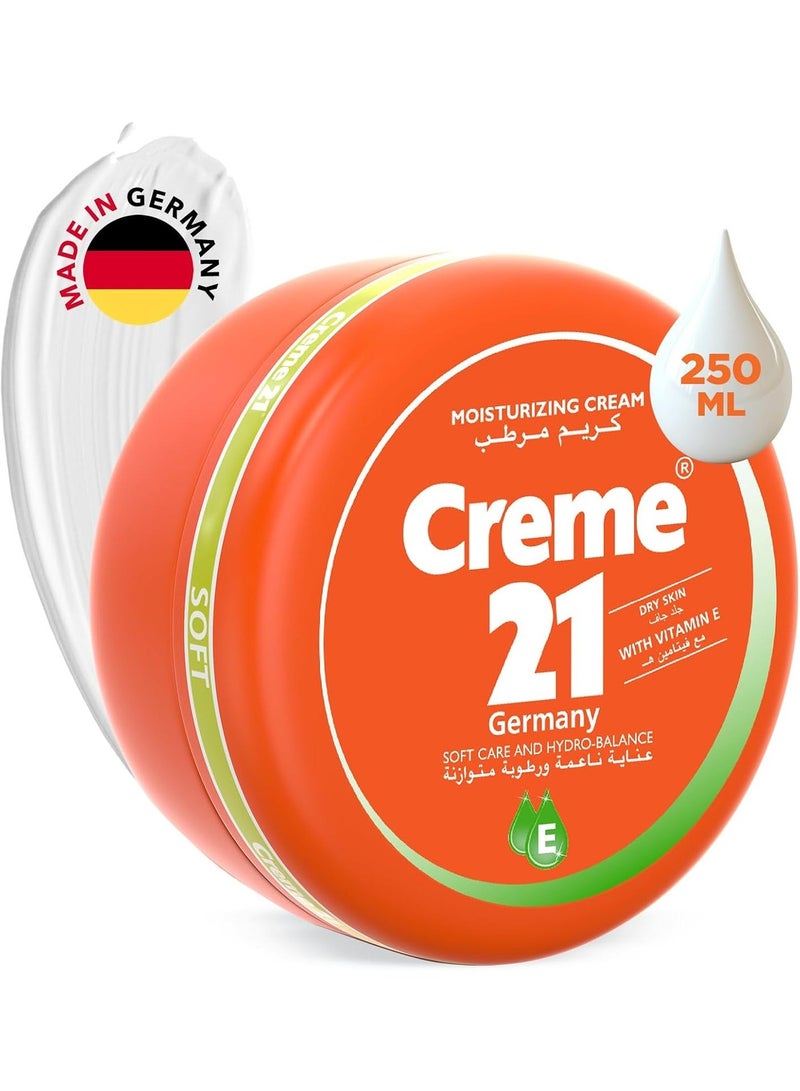 Creme 21 Cream 21 Smooth Moisturizing Cream - 250ml | Face, Body & Hand Moisturizer with Vitamin E | Smooth moisturizing formula for daily use | Non-sticky finish | Suitable for normal to dry skin | Made in Germany - Image 1