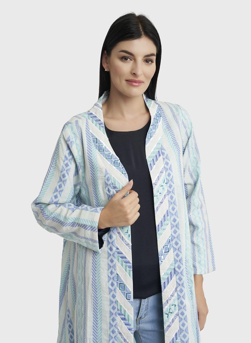 كشخة جاكيت قطن جاكار بنقشة هندسية - Image 1