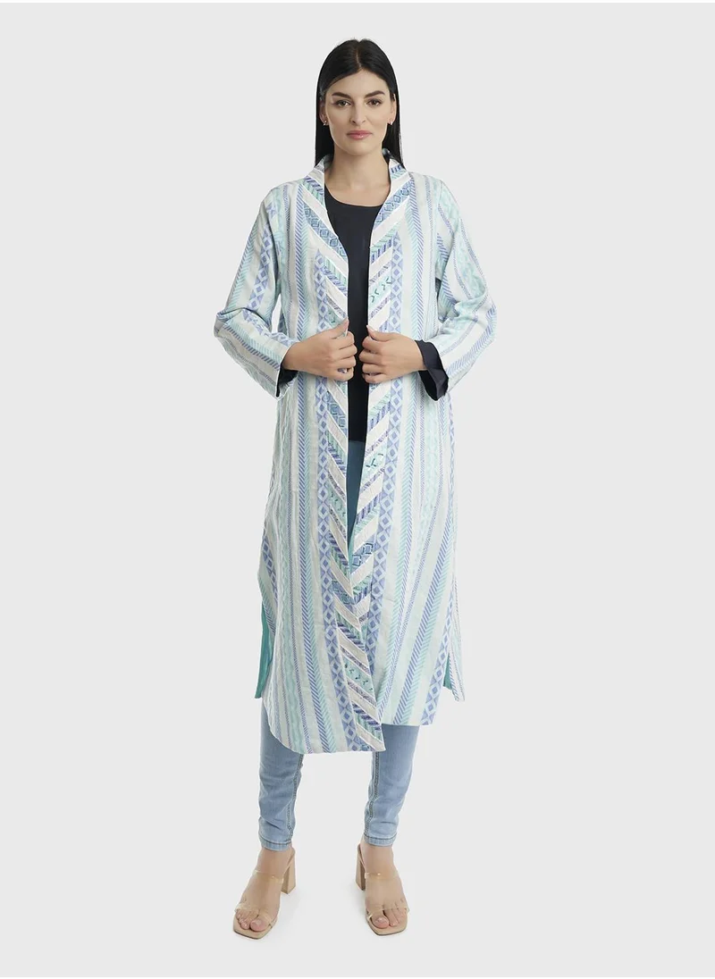كشخة Cotton Jacquard Geometric Print Jacket