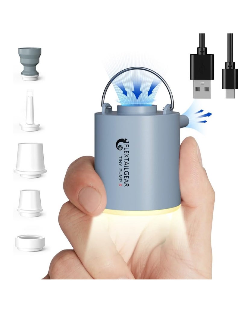 FLEXTAIL FLEXTAILGEAR Tiny Pump X Portable Air Pump+ Camping Light Ultra-Mini Air Pump with 1300mAh Battery USB Rechargeable for Sleeping Pads Pool Floats Air Bed Air Mattress Swimming Ring  - Image 1