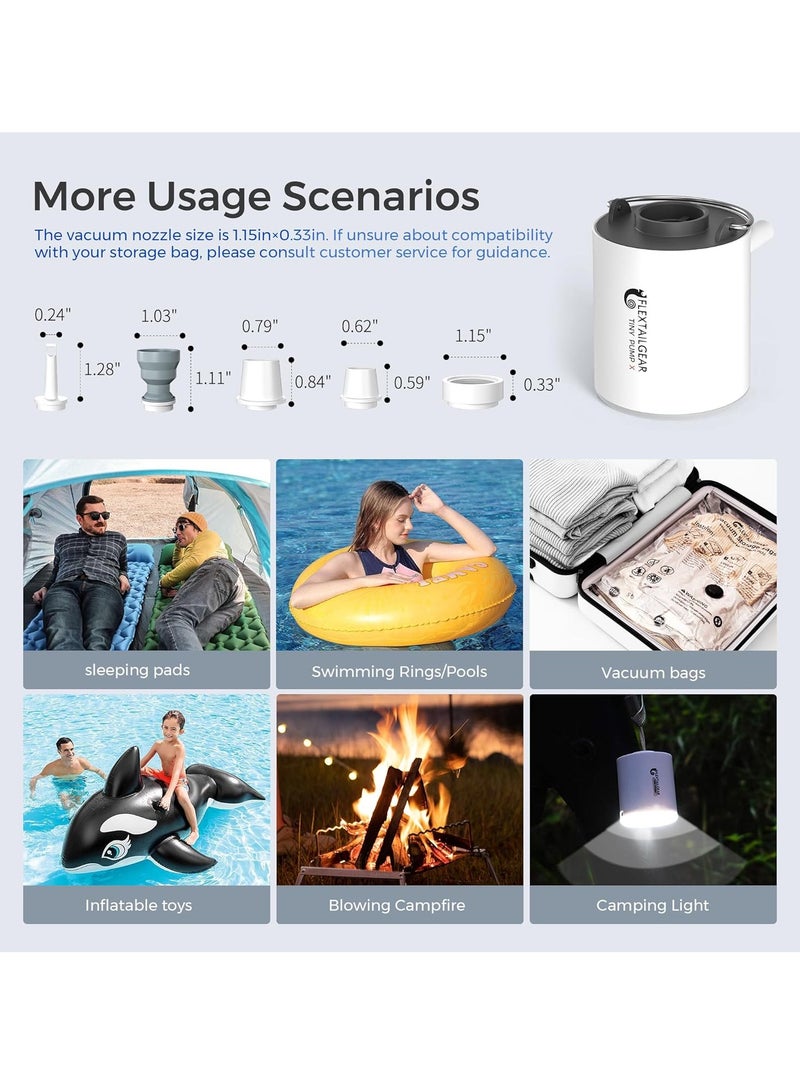 FLEXTAIL FLEXTAILGEAR Tiny Pump X Portable Air Pump+ Camping Light Ultra-Mini Air Pump with 1300mAh Battery USB Rechargeable for Sleeping Pads Pool Floats Air Bed Air Mattress Swimming Ring  - Image 4