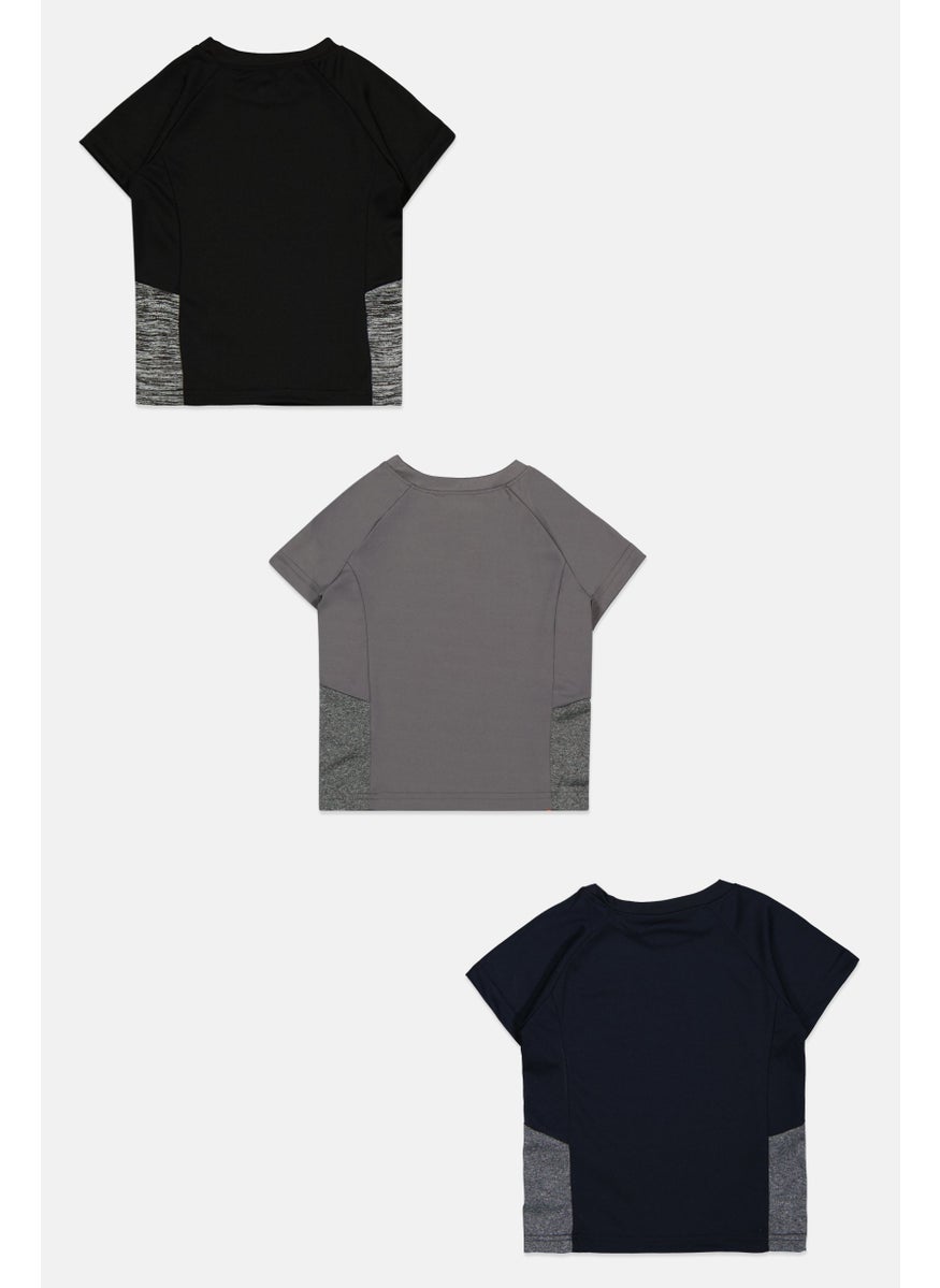 Body Glove Kids Boy 3 Pack Short Sleeve Plain T Shirt, Black  - Image 2