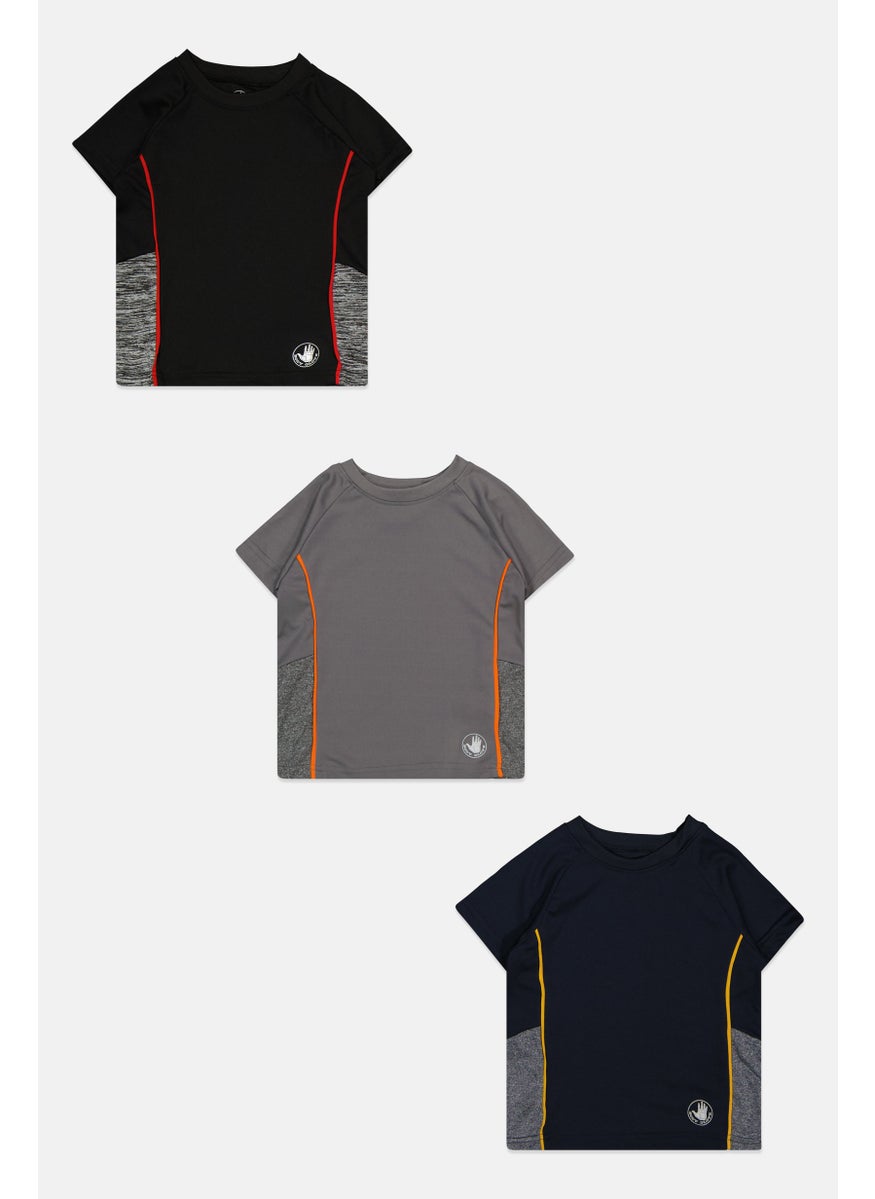 Body Glove Kids Boy 3 Pack Short Sleeve Plain T Shirt, Black  - Image 3