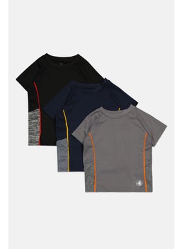 Body Glove Kids Boy 3 Pack Short Sleeve Plain T Shirt, Black  - Image 1