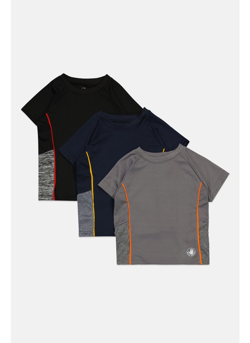 Body Glove Kids Boy 3 Pack Short Sleeve Plain T Shirt, Black  - Image 1