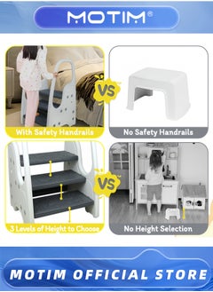 Motim 3 Step Stool for Kids Kitchen Bedroom Step Stool Toilet Potty Training Stool with Handles Toilet Potty Stool Step Ladder  - Image 5