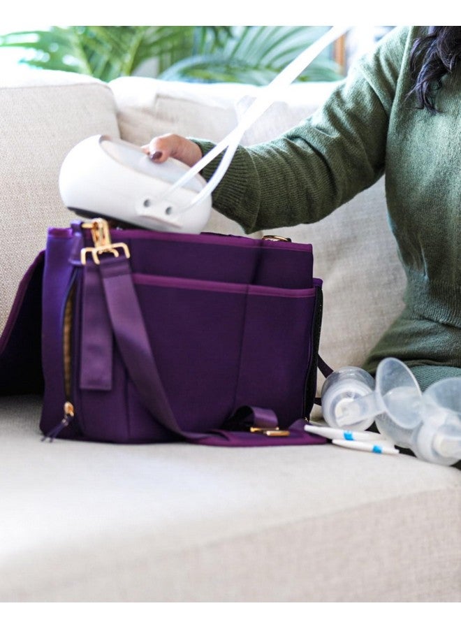 Sarah Wells Sarah Wells "Maddy Caddy Breast Pump Bag - Stroller Caddy - Insulated Neoprene - Luggage Sleeve - Adjustable Pockets - Crossbody (Purple)  - Image 3