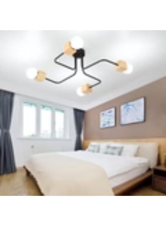 Modern Ceiling Light with Wooden Accents - Image 1