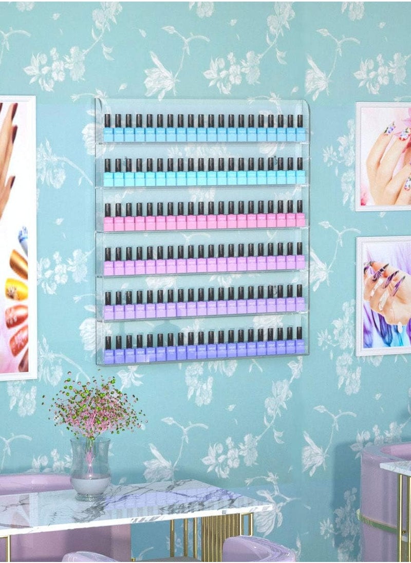 TPGP Acrylic Wall Mounted Nail Polish Display Stand | Display Rack | Nail Polish Organizer Storage for Wall Mounted Storage Shelves Holder - 6 Tier  - Image 5