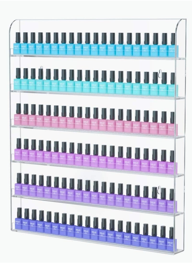 TPGP Acrylic Wall Mounted Nail Polish Display Stand | Display Rack | Nail Polish Organizer Storage for Wall Mounted Storage Shelves Holder - 6 Tier  - Image 1