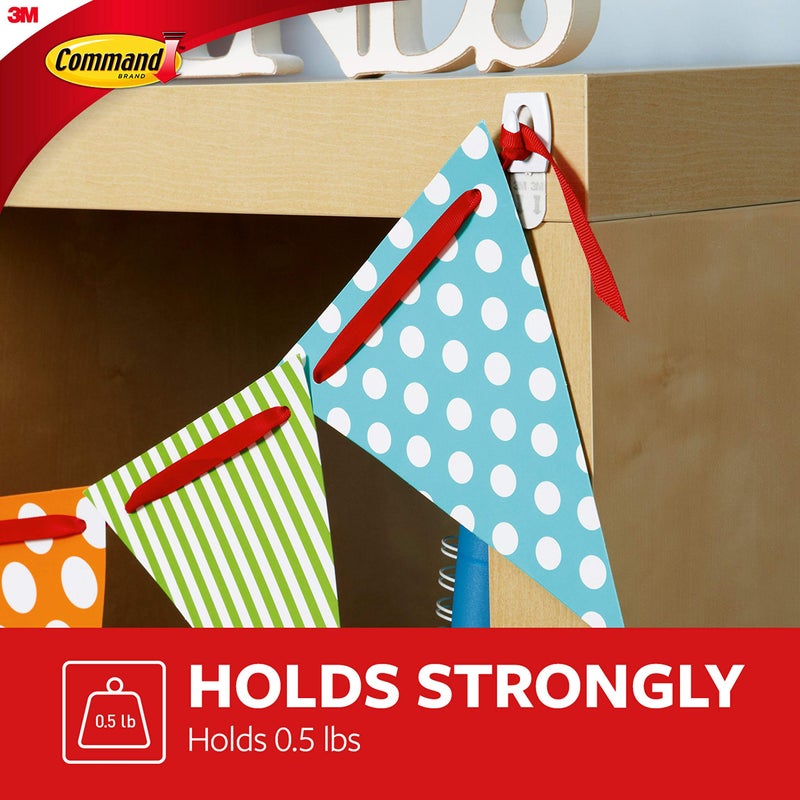 Command Mini Light Clips, Damage Free Hanging Light Clips with Adhesive Strips, No Tools Mini Wall Hooks for Hanging Decorations in Living Spaces, Six White Wall Hooks and Eight Command Strips - Image 3