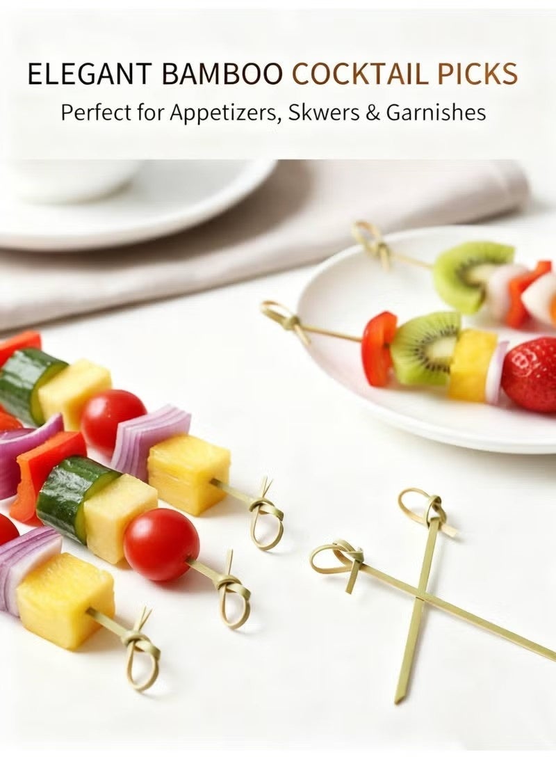 100 PCS Cocktail Picks, Natural Bamboo Knot Skewers, 12 CM Long Fruit Food Toothpicks, Disposable Food Sticks for Drinks,Fruit,Appetizers,Charcuterie,Cocktail Garnish Accessories, Party Supplies - Image 4